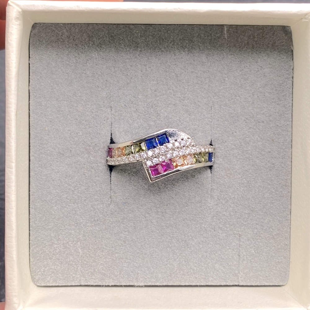 Rainbow Sapphire Bypass Ring